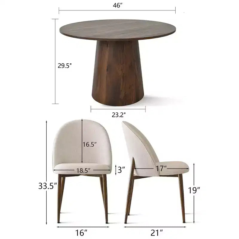 Set da pranzo rotondo di 5 pezzi – Tavolo e 4 sedie