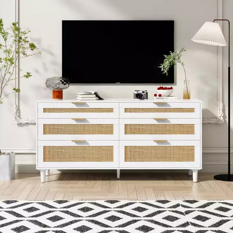Mobiletto contenitore in rattan da 150 cm – Mobiletto d'accento boho
