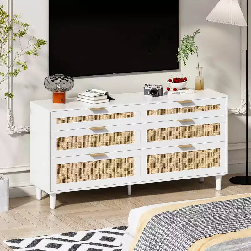 Mobiletto contenitore in rattan da 150 cm – Mobiletto d'accento boho