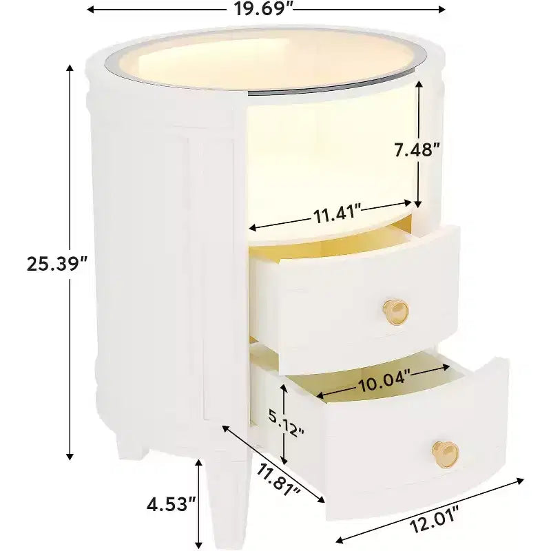 Comodino Ovale – Comodino Moderno con Spazio Contenitore