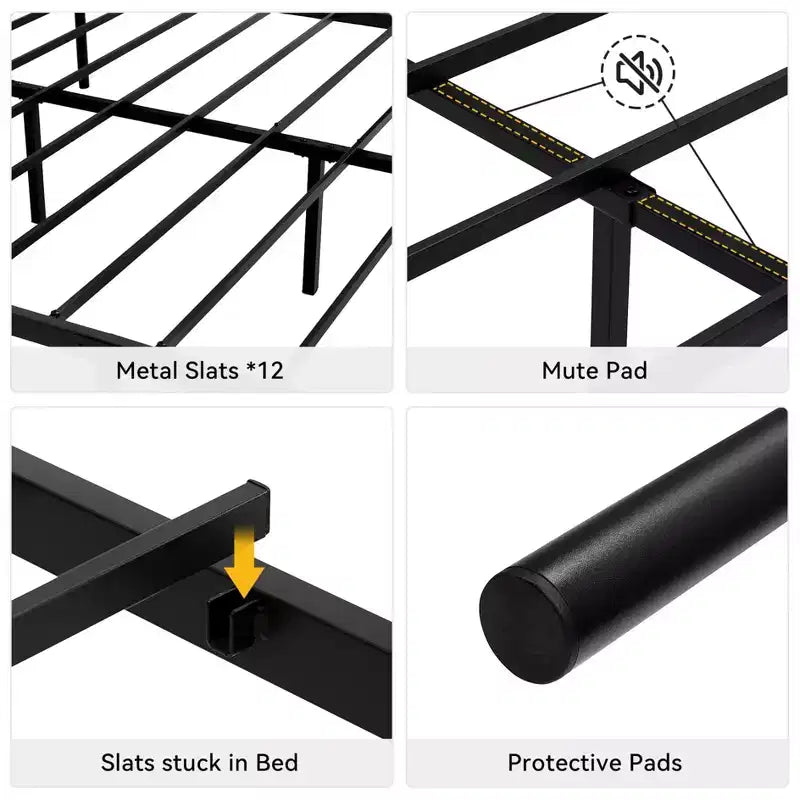 Struttura letto a piattaforma Twin XL nera
