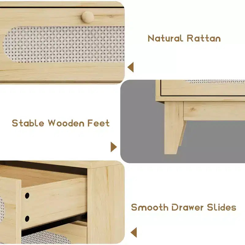 Comò a 6 cassetti in rattan per camera da letto