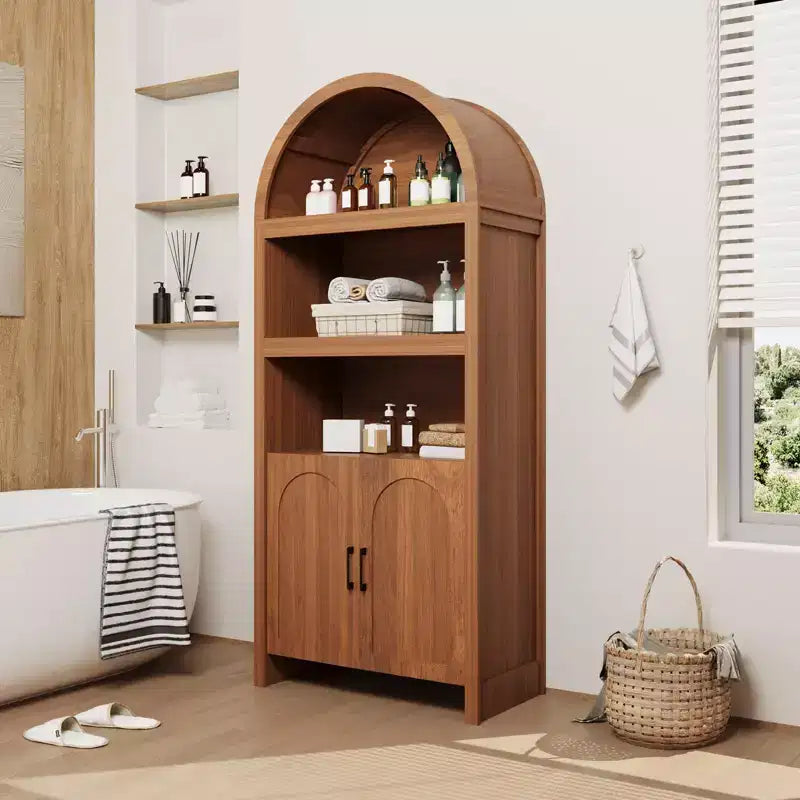 Mobile libreria a colonna da 180 cm con ante a listelli