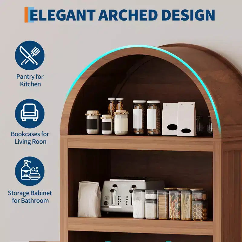 Mobile libreria a colonna da 180 cm con ante a listelli