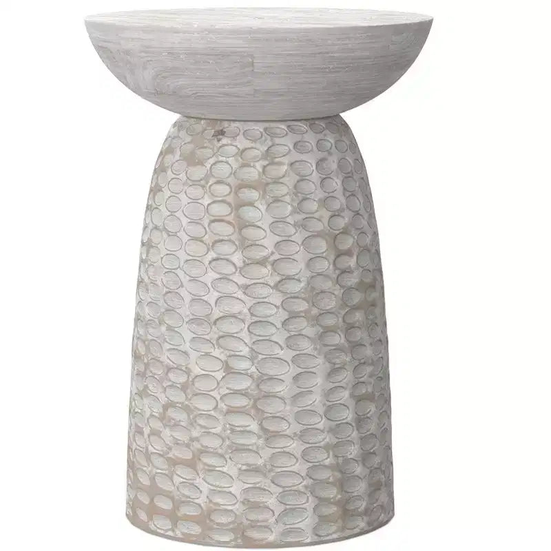 Tavolino alto in legno massello di mango, larghezza 40 cm