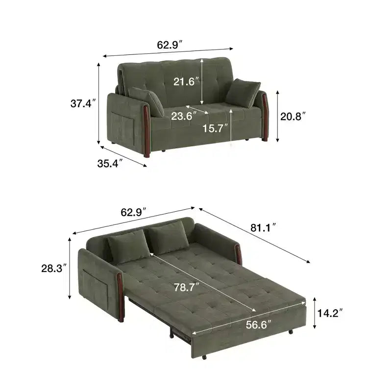 Divano Letto Convertibile in Tessuto da 160 cm