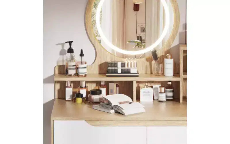 Toeletta con specchio e contenitore