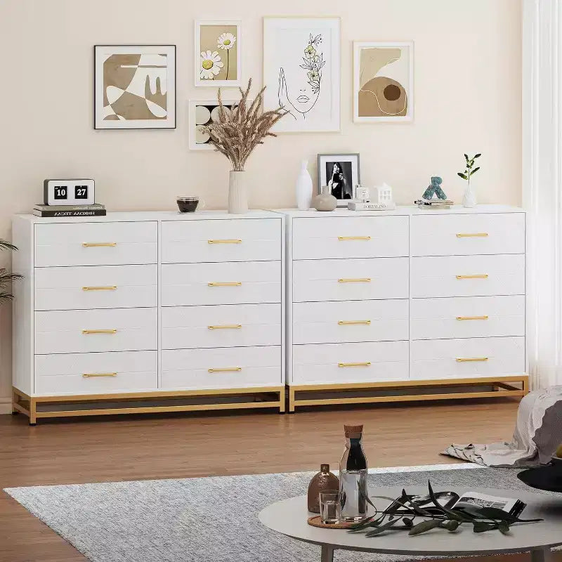 Cassettiera alta moderna in legno a 8 cassetti