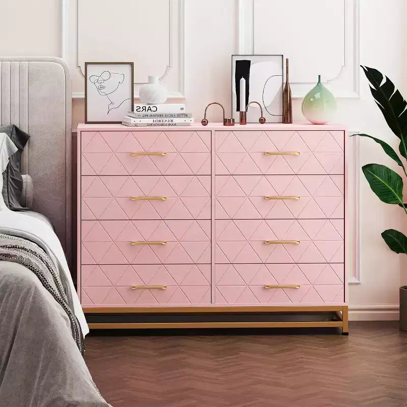 Cassettiera alta moderna in legno a 8 cassetti