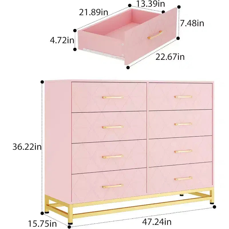 Cassettiera alta moderna in legno a 8 cassetti