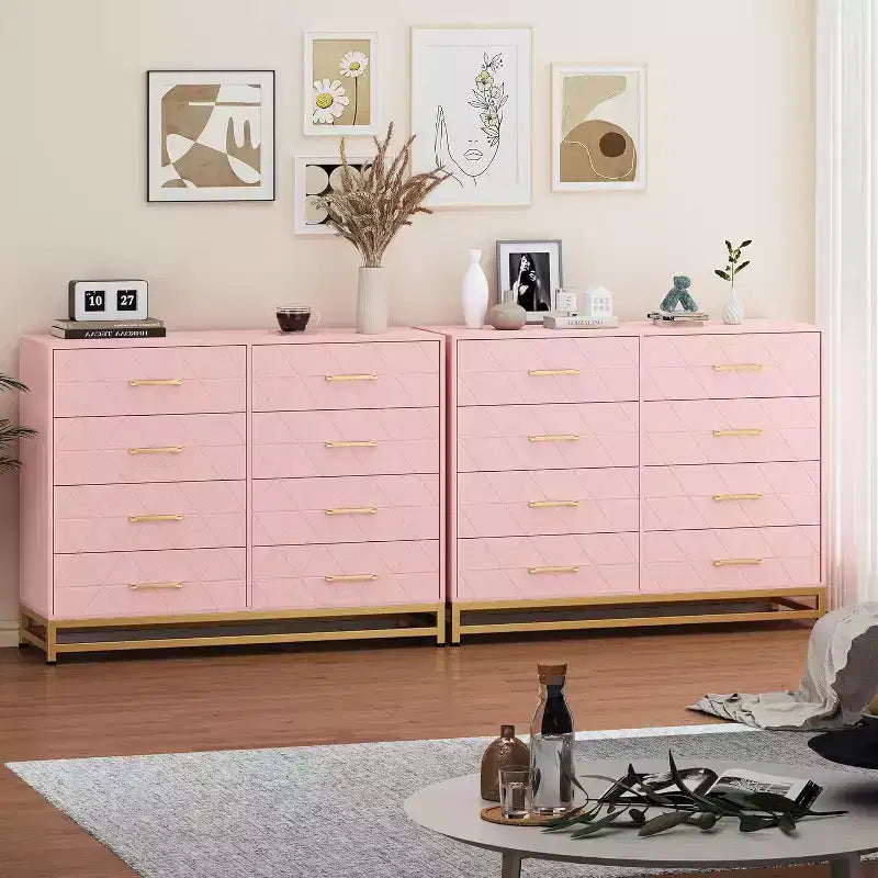 Cassettiera alta moderna in legno a 8 cassetti