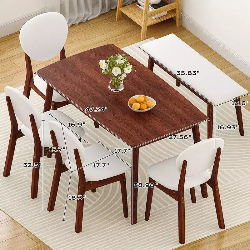 Set da Pranzo da 119 cm per 6 Persone – Legno e Metallo