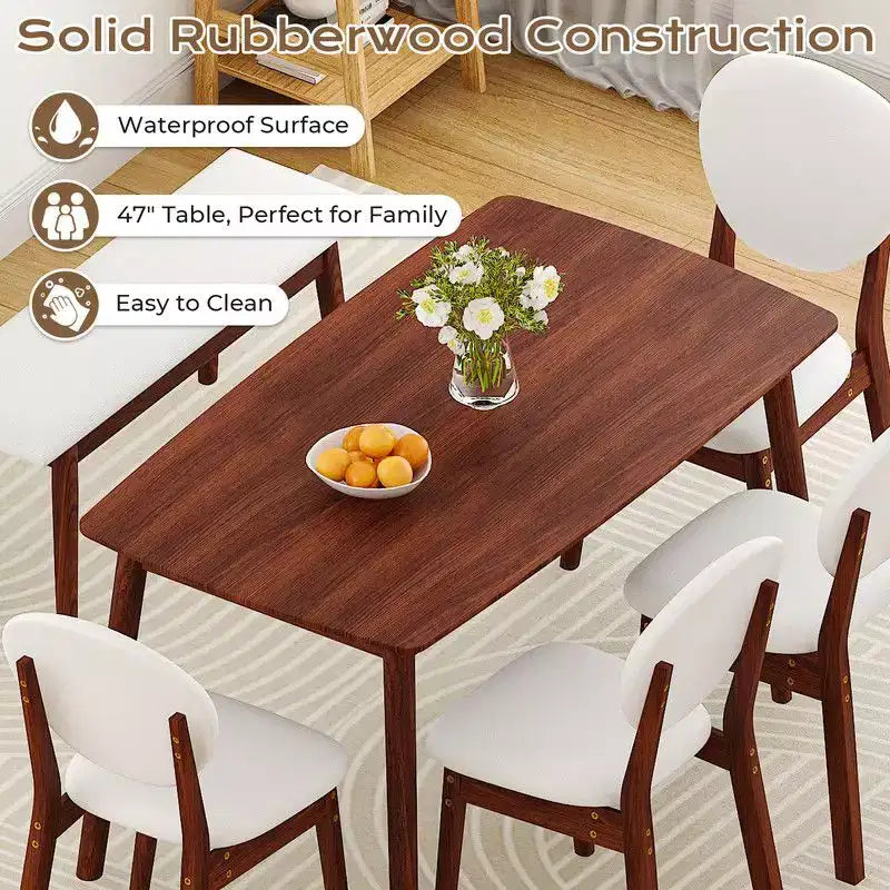 Set da Pranzo da 119 cm per 6 Persone – Legno e Metallo