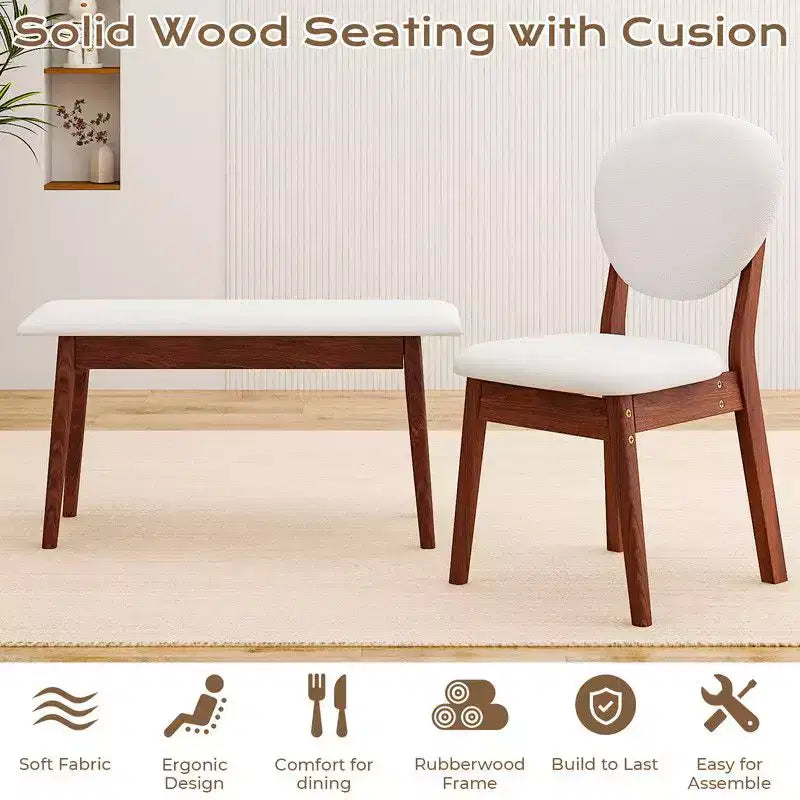 Set da Pranzo da 119 cm per 6 Persone – Legno e Metallo