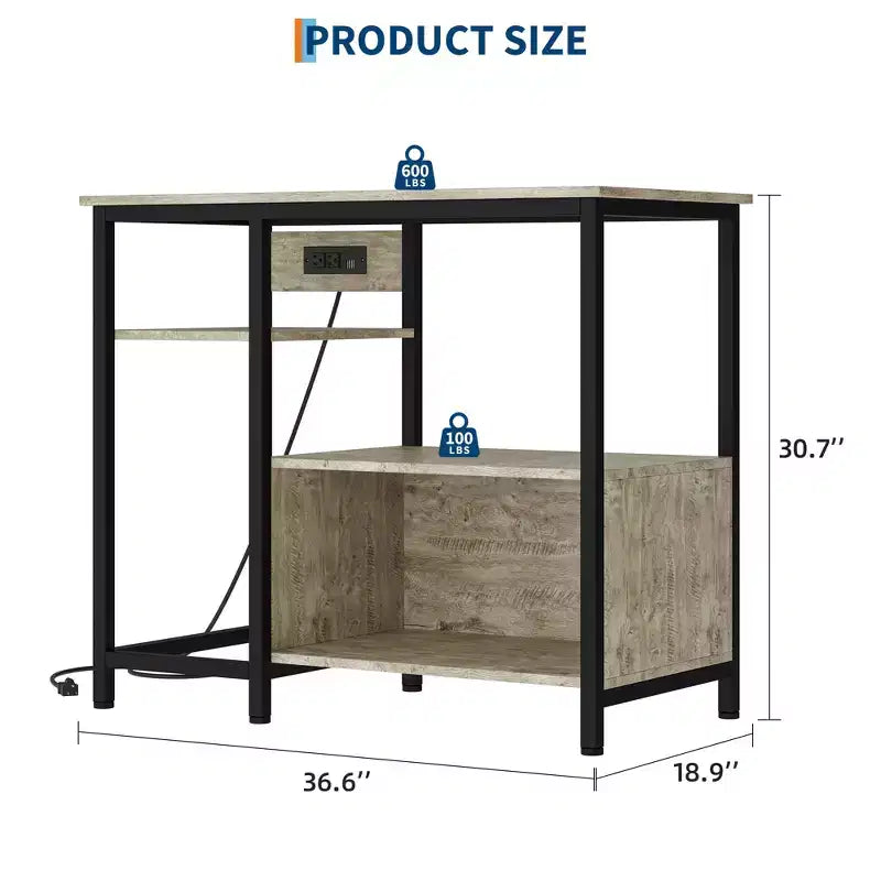 Mobile per Acquario Robusto da 150-190 Litri con Prese di Corrente, Supporto per Acquario in Metallo e Legno con 4 Ripiani Aperti, per Terrario di Tartarughe e Rettili