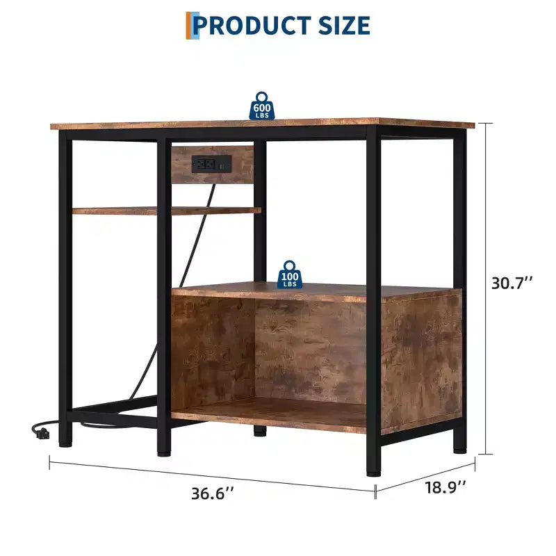 Mobile per Acquario Robusto da 150-190 Litri con Prese di Corrente, Supporto per Acquario in Metallo e Legno con 4 Ripiani Aperti, per Terrario di Tartarughe e Rettili