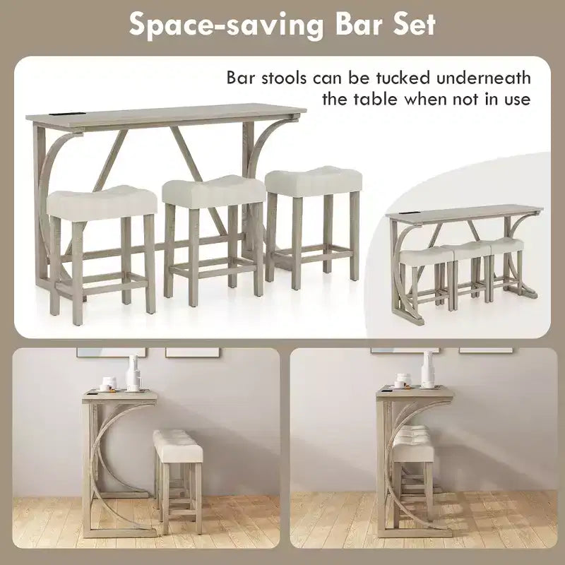 Set tavolo da bar 4 pezzi - Tavolo da pub con sgabelli