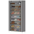 9-Tier Shoe Rack with Dustproof Cover, Tall Freestanding Shoe Storage Organizer for Closet & Entryway, Holds 40-50 Pairs, Gray