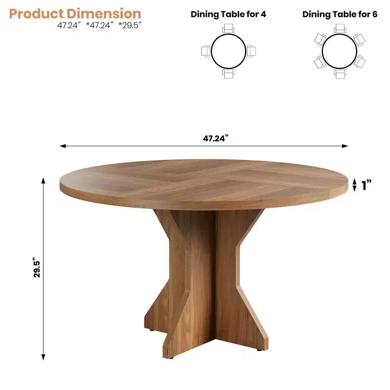Tavolo da pranzo moderno rotondo da 47 pollici per 4-6 persone, base a piedistallo robusta, design contemporaneo, salvaspazio per appartamento, soggiorno, cucina