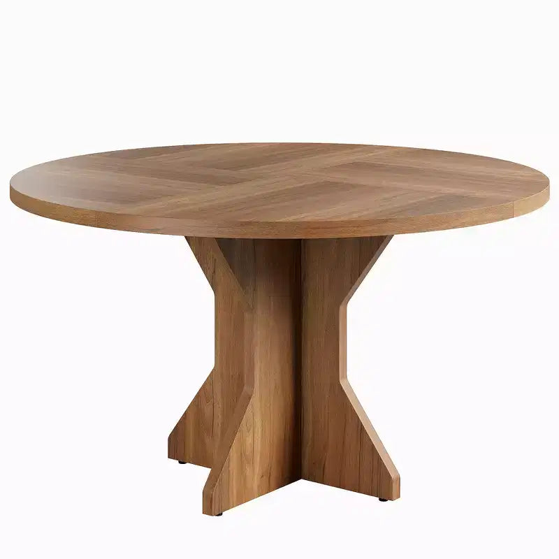 Tavolo da pranzo moderno rotondo da 47 pollici per 4-6 persone, base a piedistallo robusta, design contemporaneo, salvaspazio per appartamento, soggiorno, cucina