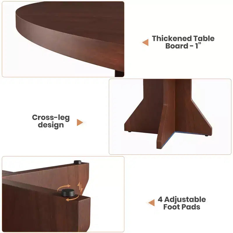 Tavolo da pranzo moderno rotondo da 47 pollici per 4-6 persone, base a piedistallo robusta, design contemporaneo, salvaspazio per appartamento, soggiorno, cucina