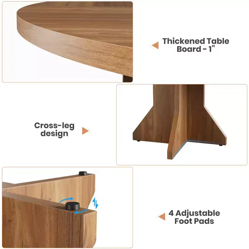 Tavolo da pranzo moderno rotondo da 47 pollici per 4-6 persone, base a piedistallo robusta, design contemporaneo, salvaspazio per appartamento, soggiorno, cucina