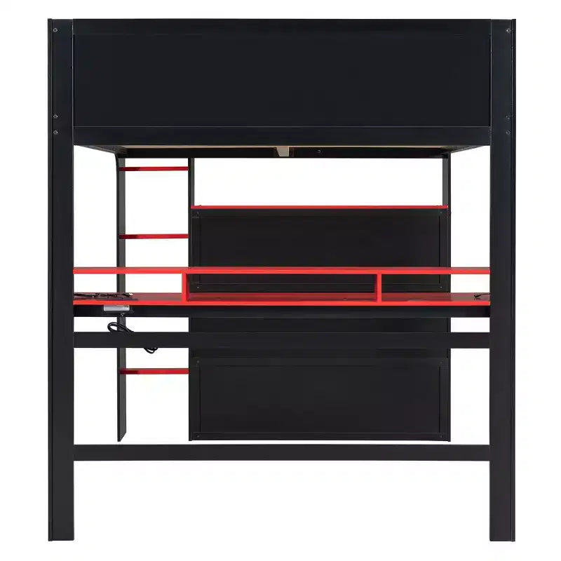 Letto a soppalco full-size con scrivania regolabile illuminata
