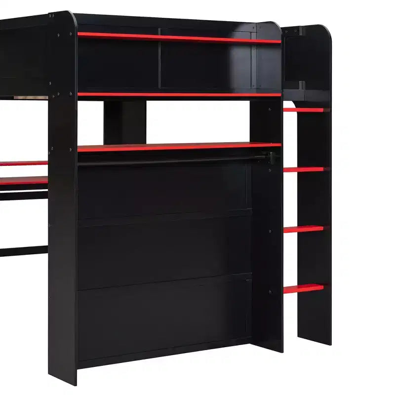 Letto a soppalco full-size con scrivania regolabile illuminata