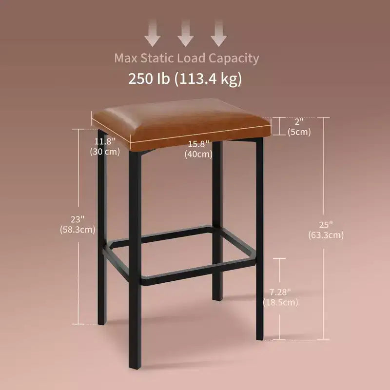 24 Sgabelli da bar con rivestimento in pelle PU spessa 5 cm per isola cucina, bancone bar