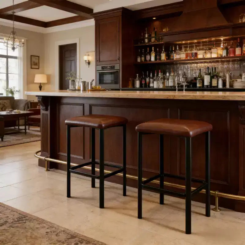 24 Sgabelli da bar con rivestimento in pelle PU spessa 5 cm per isola cucina, bancone bar