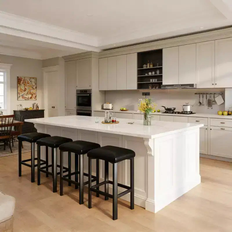 24 Sgabelli da bar con rivestimento in pelle PU spessa 5 cm per isola cucina, bancone bar