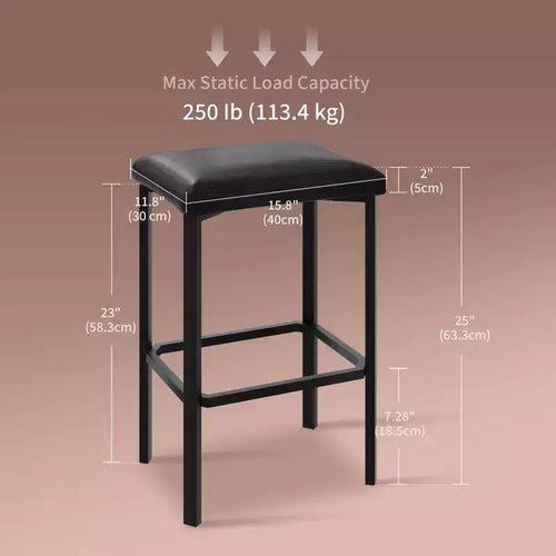 24 Sgabelli da bar con rivestimento in pelle PU spessa 5 cm per isola cucina, bancone bar