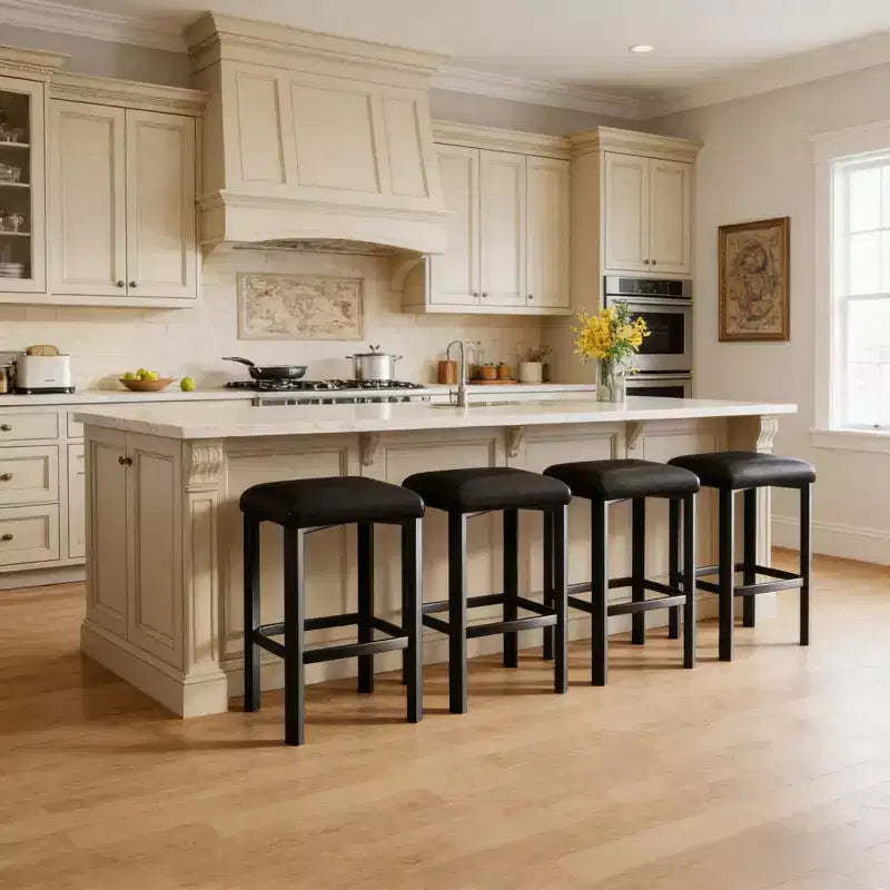 24 Sgabelli da bar con rivestimento in pelle PU spessa 5 cm per isola cucina, bancone bar
