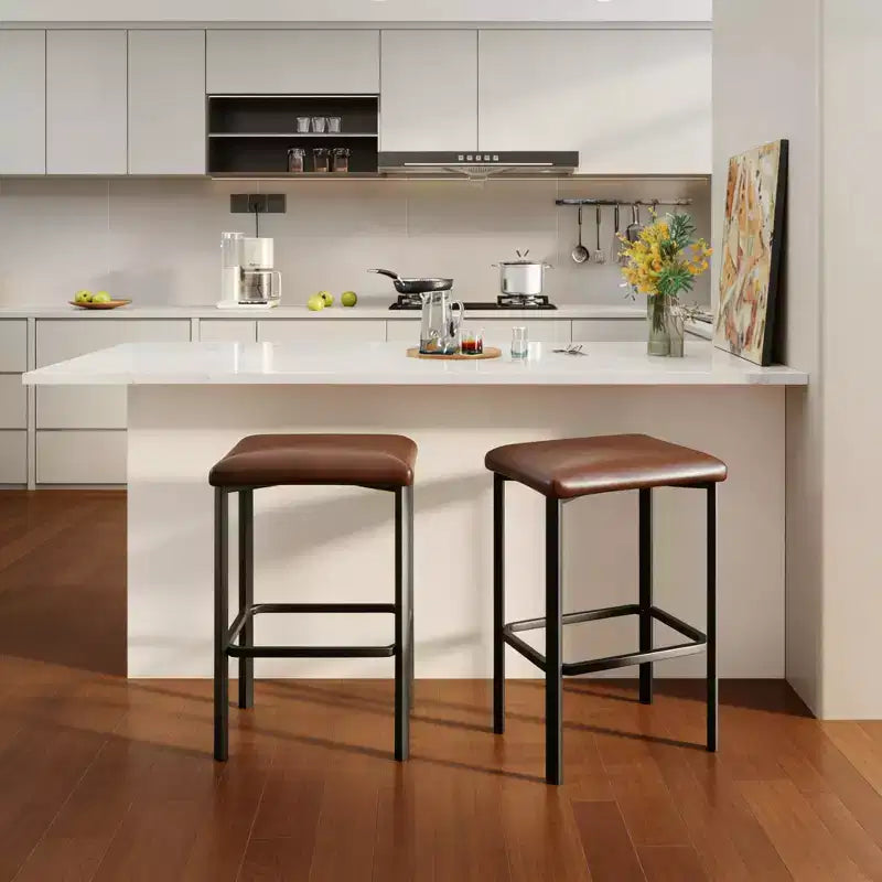 24 Sgabelli da bar con rivestimento in pelle PU spessa 5 cm per isola cucina, bancone bar
