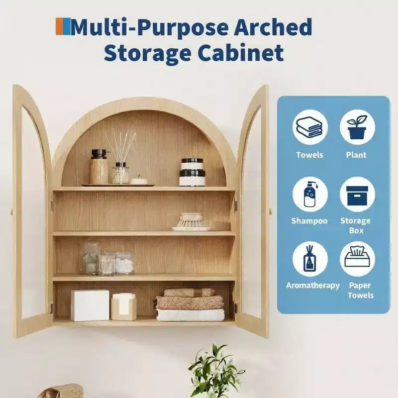Mobiletto a muro moderno ad arco, mensole regolabili, mobiletto moderno in legno, per cucina, soggiorno
