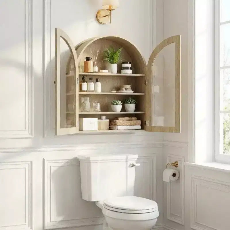 Mobiletto a muro moderno ad arco, mensole regolabili, mobiletto moderno in legno, per cucina, soggiorno