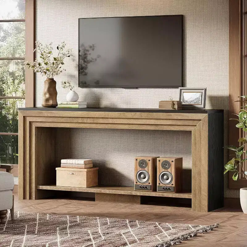 Tavolo Consolle Rustico in Legno da 70,9" – Tavolo da Divano a 2 Livelli