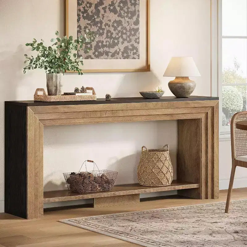 Tavolo Consolle Rustico in Legno da 70,9" – Tavolo da Divano a 2 Livelli