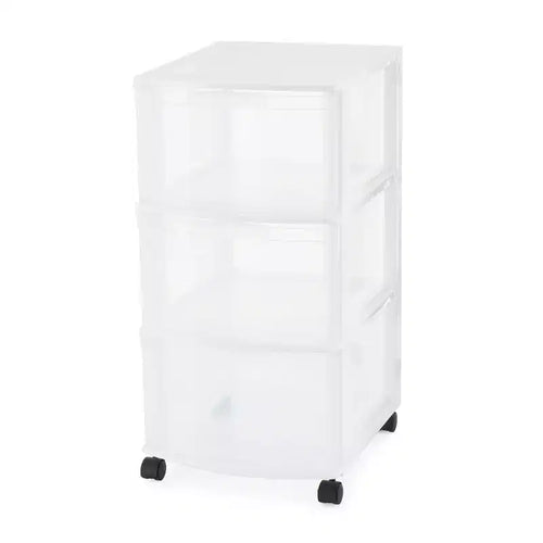 Gracious Living Classic 3 Drawer Organizer Plastic Storage Cart w/ Wheels
