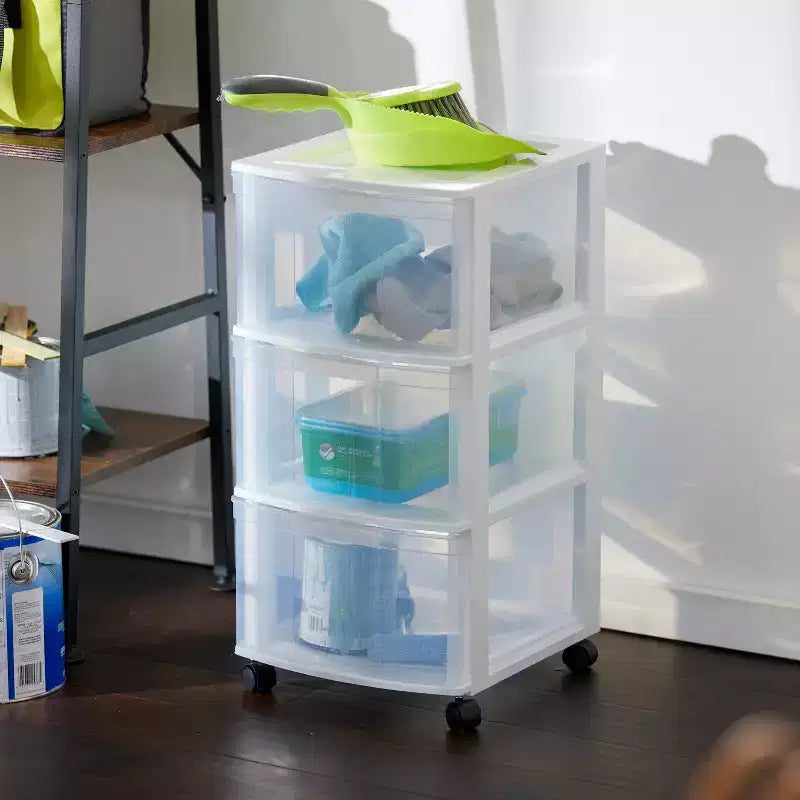 Carrello Portatutto a 3 Cassetti con Rotelle in Plastica – Organizzatore Classico
