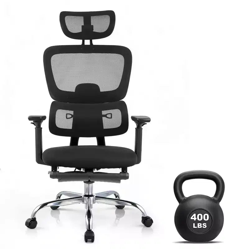 Ergonomic Mesh Office Chair, Adjustable Lumbar High Back Desk Chair 300lbs, 4D Flip-Up Arms, 3-Level Tilt Backrest, 3D Headrest, PU Wheels