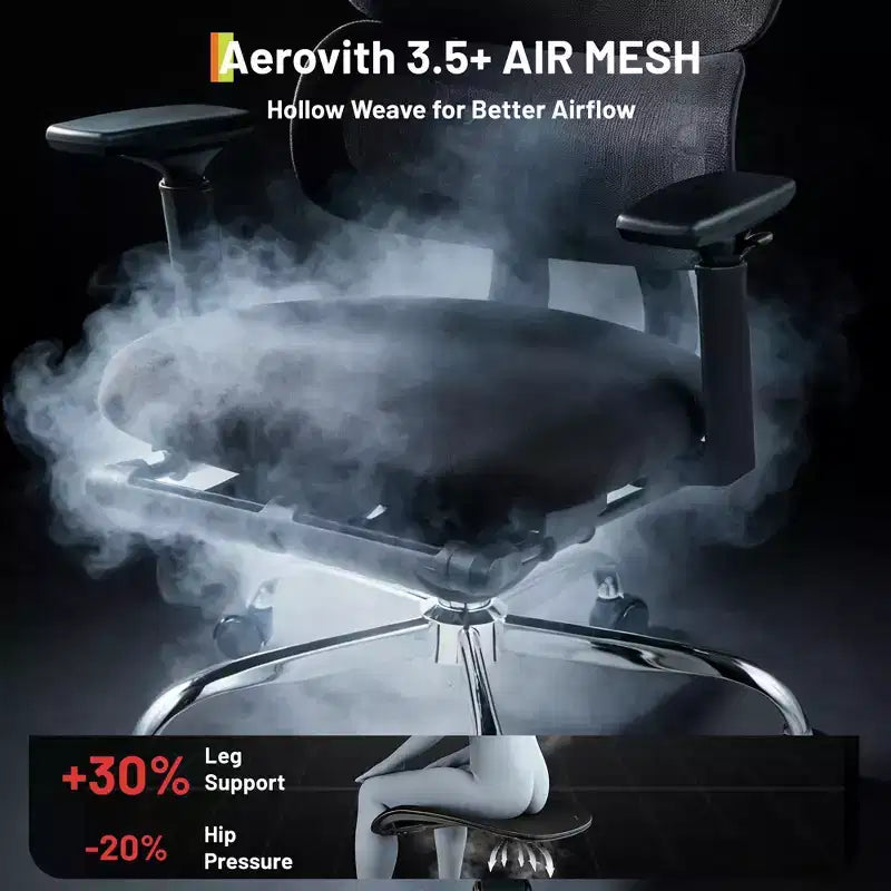 Sedia da ufficio ergonomica in rete – Capacità 136 kg, braccioli ribaltabili 4D