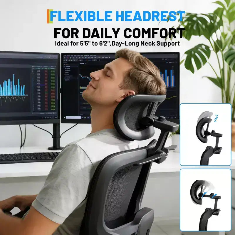 Sedia da ufficio ergonomica in rete – Capacità 136 kg, braccioli ribaltabili 4D