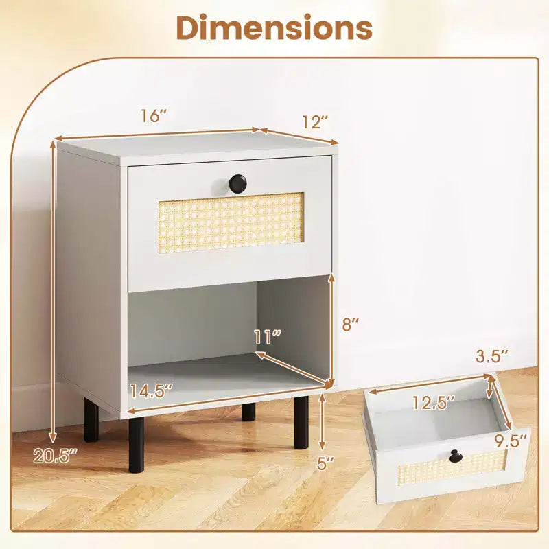 Comodino Bohemien in Rattan – Tavolino Intrecciato (Set da 1/2)