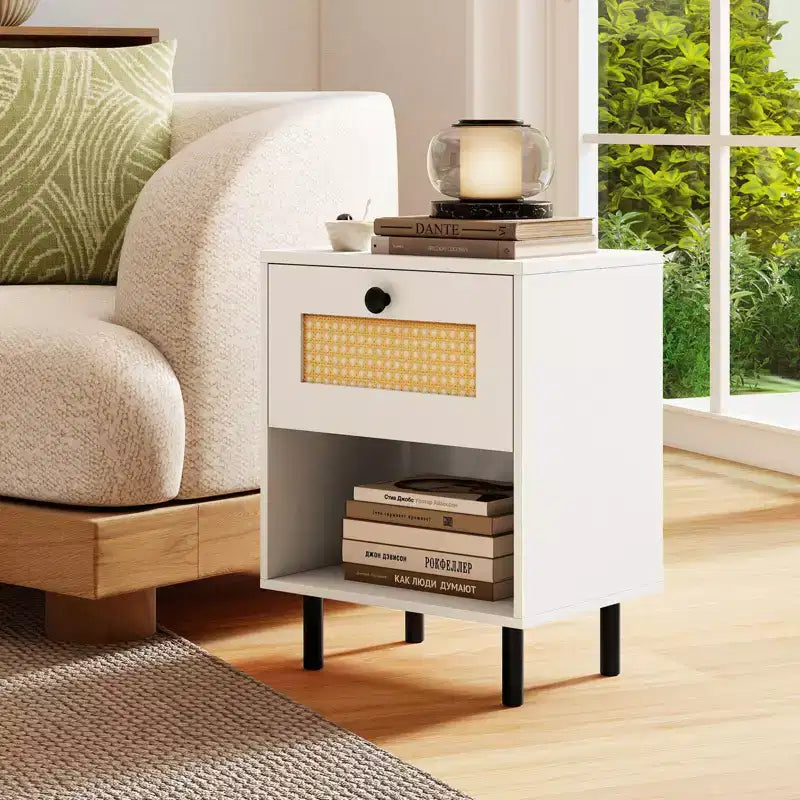 Comodino Bohemien in Rattan – Tavolino Intrecciato (Set da 1/2)