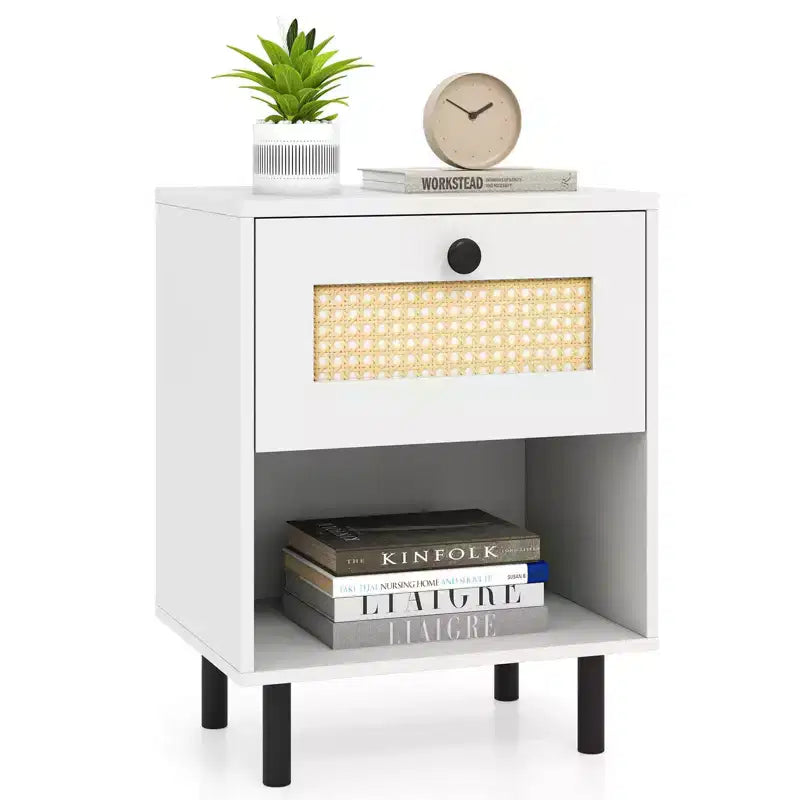 Comodino Bohemien in Rattan – Tavolino Intrecciato (Set da 1/2)
