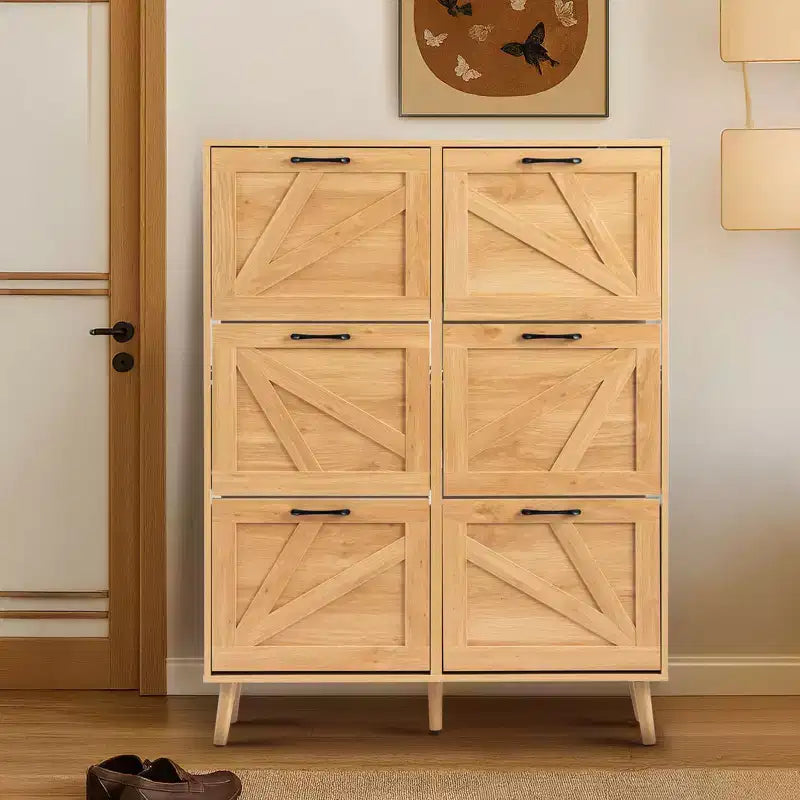 Scarpiera in legno a 6 cassetti ribaltabili
