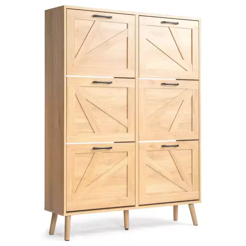 Scarpiera in legno a 6 cassetti ribaltabili