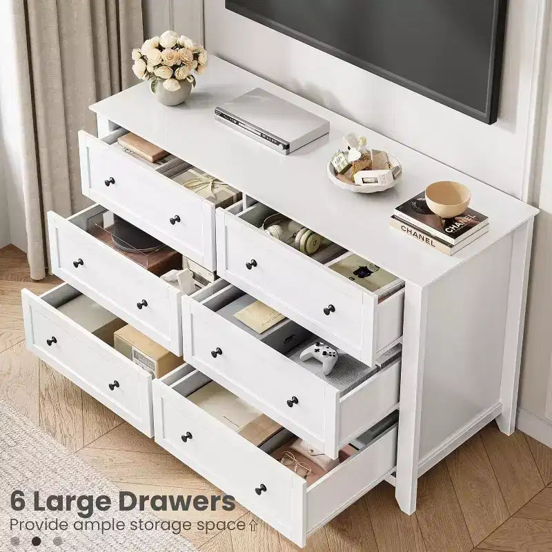 Comò doppio moderno a 6 cassetti largo 137 cm