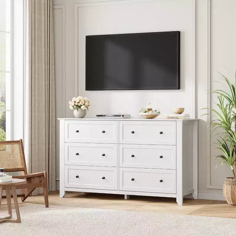 Comò doppio moderno a 6 cassetti largo 137 cm